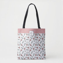 Padrão de Flores Florais Rosa Fofo Monogramado