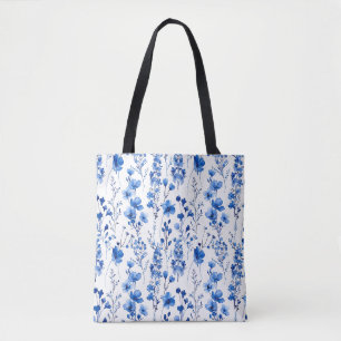 Bolsa Tote Padrão de Flores Selvagens de Papel Francês - Desi