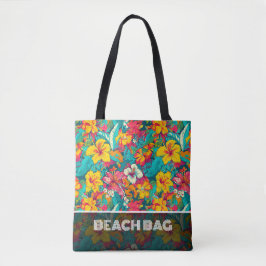 Bolsa Tote Padrão de Flores Tropicais Coloridas