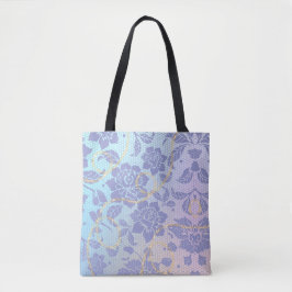Bolsa Tote padrão de flores violetas