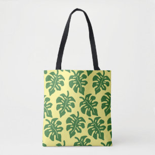 Bolsa Tote Padrão de Folgas Tropicais Verde e Amarelo