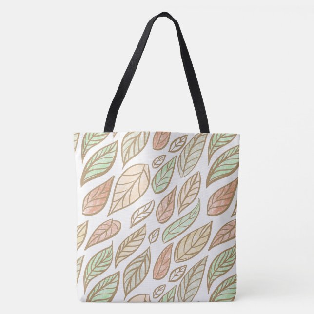 Bolsa Tote Padrão de Folha Botânica Pastel (Frente)
