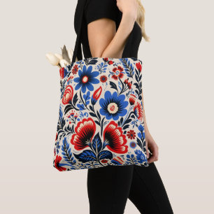 Bolsa Tote Padrão de Folha Colorida