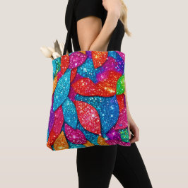 Bolsa Tote Padrão de Folha de Folha Glitter Espumante