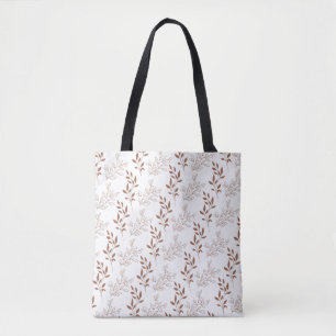 Bolsa Tote Padrão de Folha de Folha Vermelha Castanha