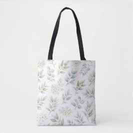Bolsa Tote Padrão de Folhas Botânicas Verde Suave