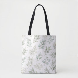 Bolsa Tote Padrão de Folhas Botânicas Verde Suave