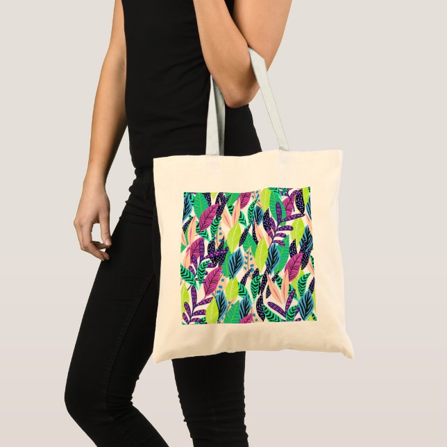 Bolsa Tote Padrão de Folhas da Floresta Tropical Moderna Colo (Frente (produto))