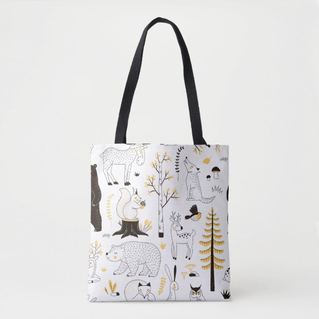Bolsa Tote Padrão de Folhas de Árvores do outono (Frente)