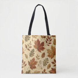 Bolsa Tote Padrão de Folhas de Outono – Botânica Outonal Vint