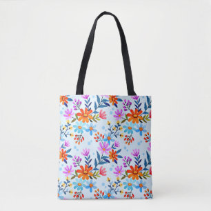 Bolsa Tote Padrão de Folhas Flores Lindas-6587