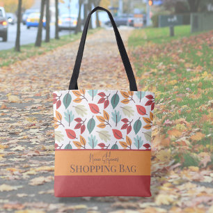 Bolsa Tote Padrão de folhas personalizadas do outono feliz