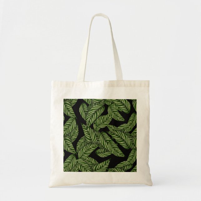 Bolsa Tote Padrão de Folhas Tropicais (Frente)