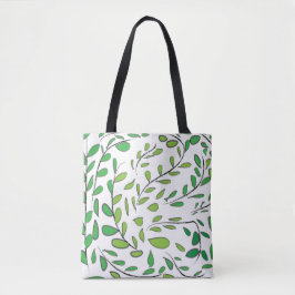 Bolsa Tote Padrão de Folhas Tropicais de Cores Molares Verde