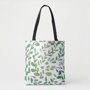 Bolsa Tote Padrão de Folhas Tropicais de Cores Molares Verde