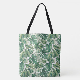 Bolsa Tote Padrão de folhas verdes
