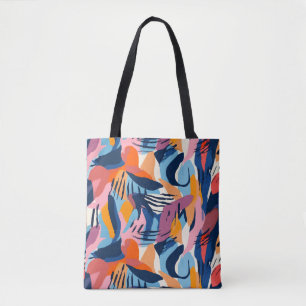 Bolsa Tote Padrão de Formas Abstratas Modernas Vibrantes