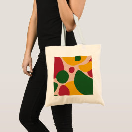 Bolsa Tote Padrão de Formas Abstratas Retro em Negrito 