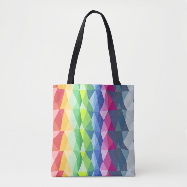 Bolsa Tote Padrão de Formas de Arco-Íris Geométrica abstrato (Frente)