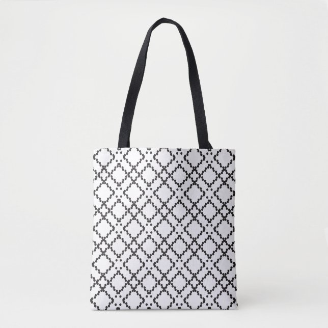 Bolsa Tote Padrão de Formas de Diamante Geométrico Preto (Frente)