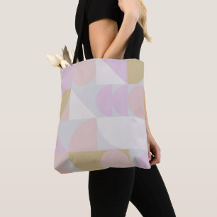 Bolsa Tote Padrão de Formas Geométricas Modernas em Pastéi