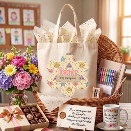 Bolsa Tote Padrão de Formas Matemáticas de Professor Rosa 