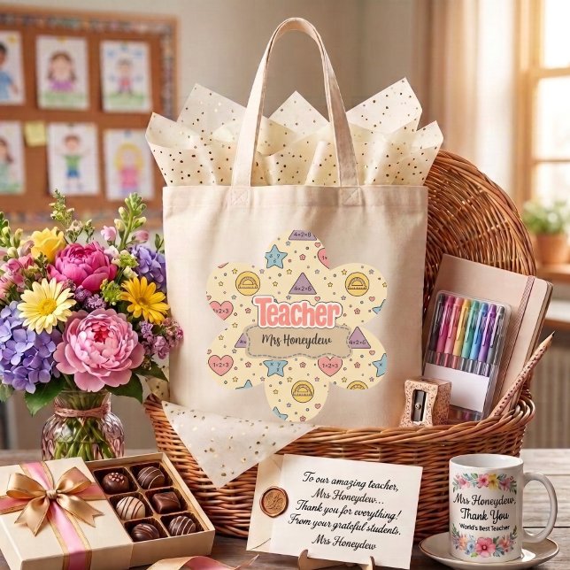 Bolsa Tote Padrão de Formas Matemáticas de Professor Rosa  (Criador carregado)