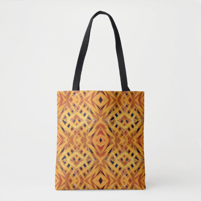 Bolsa Tote Padrão de formas tribais laranja (Frente)