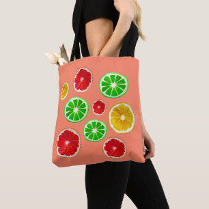 Bolsa Tote Padrão de fruta de citrinos Frutas