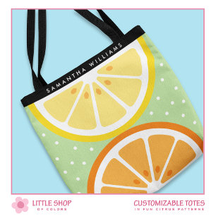 Bolsa Tote Padrão de Fruta de Citros Personalizável