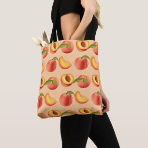 Bolsa Tote Padrão de Fruta de Pêssego