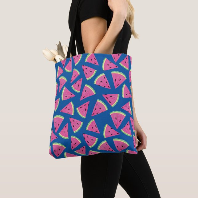 Bolsa Tote Padrão de Fruta Melancia Tropical (Close Up)