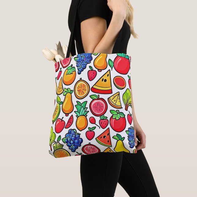 Bolsa Tote Padrão de Fruta vibrante (Close Up)