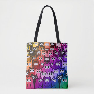 Bolsa Tote Padrão de Gatinho de Gradiente do Arco-Íris Colori