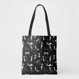 Bolsa Tote Padrão de Gato Branco Magro Caprichoso
