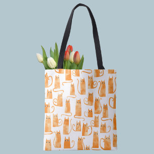 Bolsa Tote Padrão de Gato Laranja