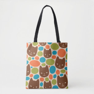 Bolsa Tote Padrão de Gatos de bolinhas