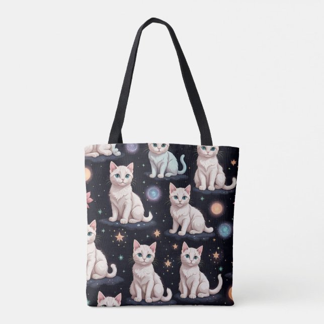 Bolsa Tote Padrão de Gatos Frescos (Verso)