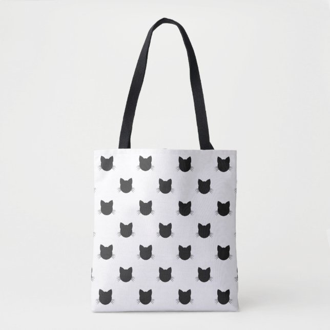Bolsa Tote Padrão de gatos pretos (Frente)
