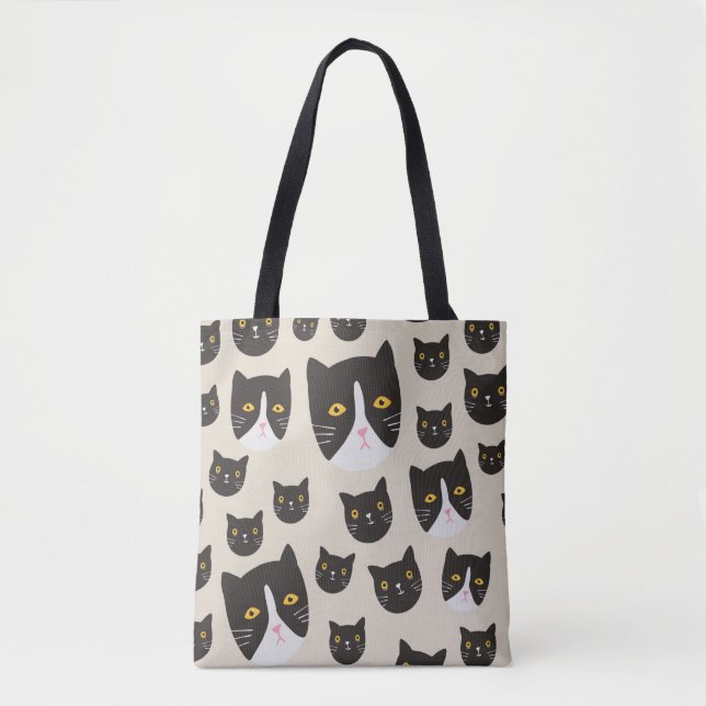 Bolsa Tote Padrão de gatos sem costura/ (Frente)