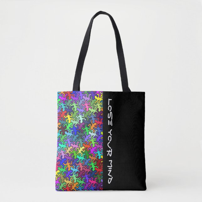 Bolsa Tote Padrão de Geckos do Espelho Mosaico - multicolorid (Frente)