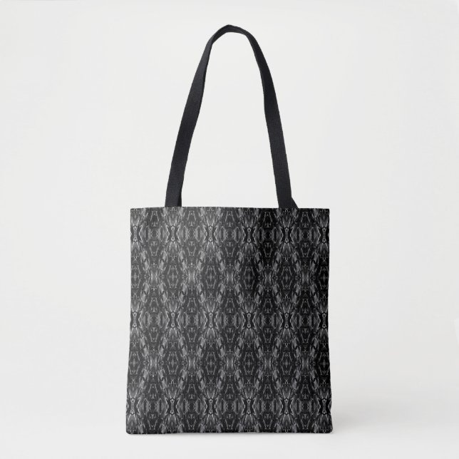 Bolsa Tote Padrão de geometria da abstrato da cinza preta (Frente)