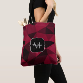 Bolsa Tote Padrão de geometria do preto vermelho magenta Mono