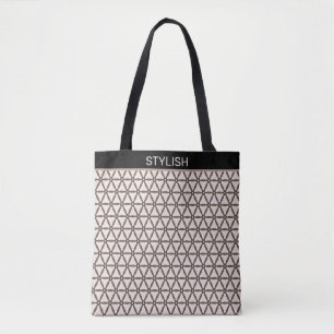 Bolsa Tote Padrão de geometria sagrada elegante em bege e mar