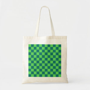Bolsa Tote Padrão de Gingham Verde Azul