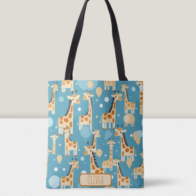 Bolsa Tote Padrão de Girafas Fofas Personalizado (Criador carregado)
