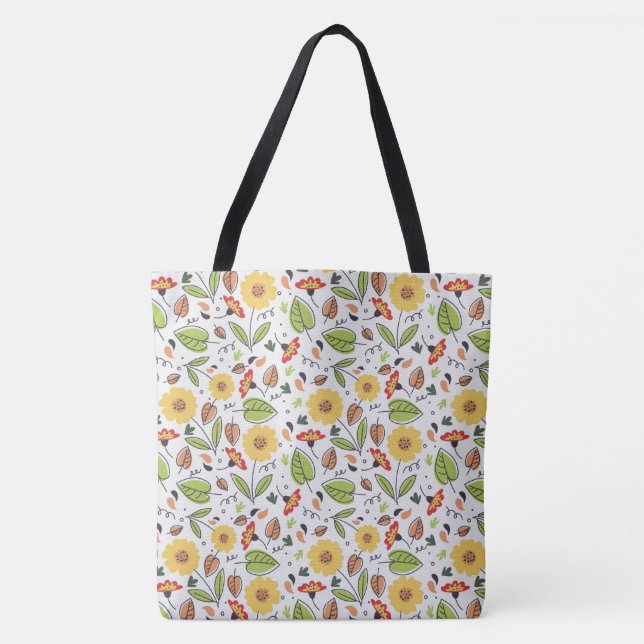 Bolsa Tote Padrão de girassol (Frente)