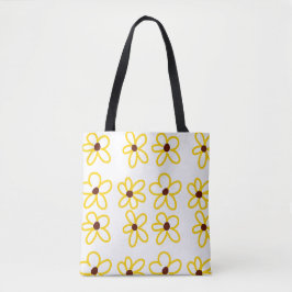 Bolsa Tote Padrão de girassol castanho-amarelo ventre floral 