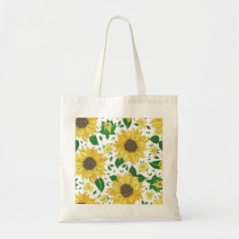 Bolsa Tote Padrão de Girassol em Aquarela