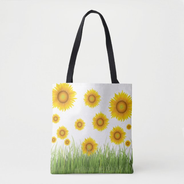 Bolsa Tote Padrão de girassol lúdico (Frente)